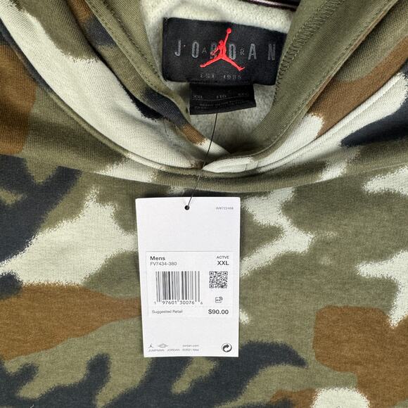 Nike Air Jordan MVP Camo Pullover Hoodie Men’s Size XXL Fleece FV7434-380 NWT - Picture 5 of 9